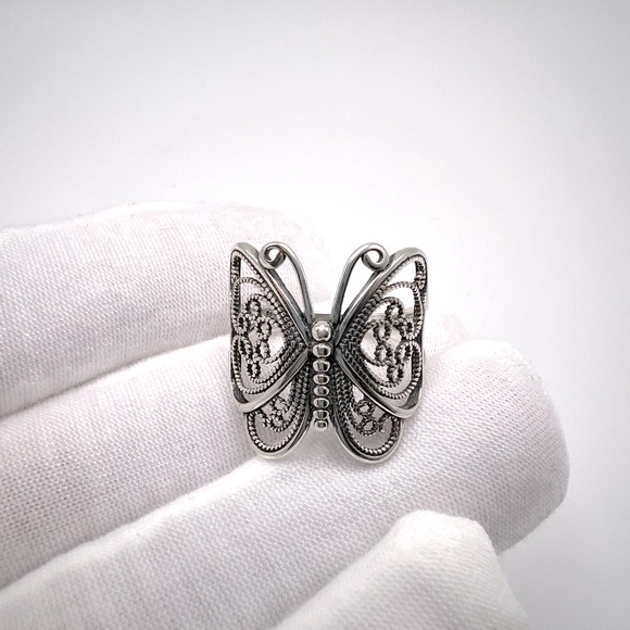 .925 Sterling Silver Filigree Butterfly Ring - Picture 3 of 16